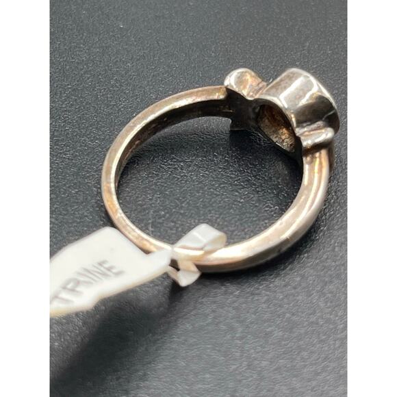 Designer Signed Sterling Silver Round Bezel Set Citrine Ring Sz 7.25 - Picture 11 of 12